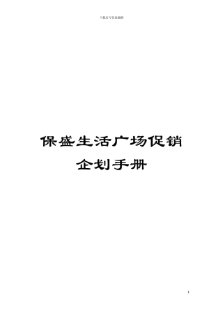 保盛生活广场促销企划手册模板