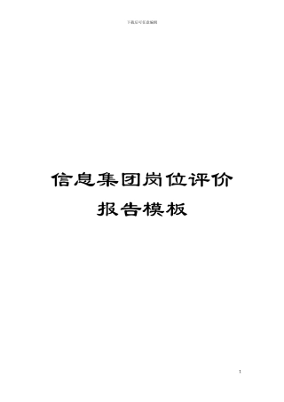 信息集团岗位评价报告样本