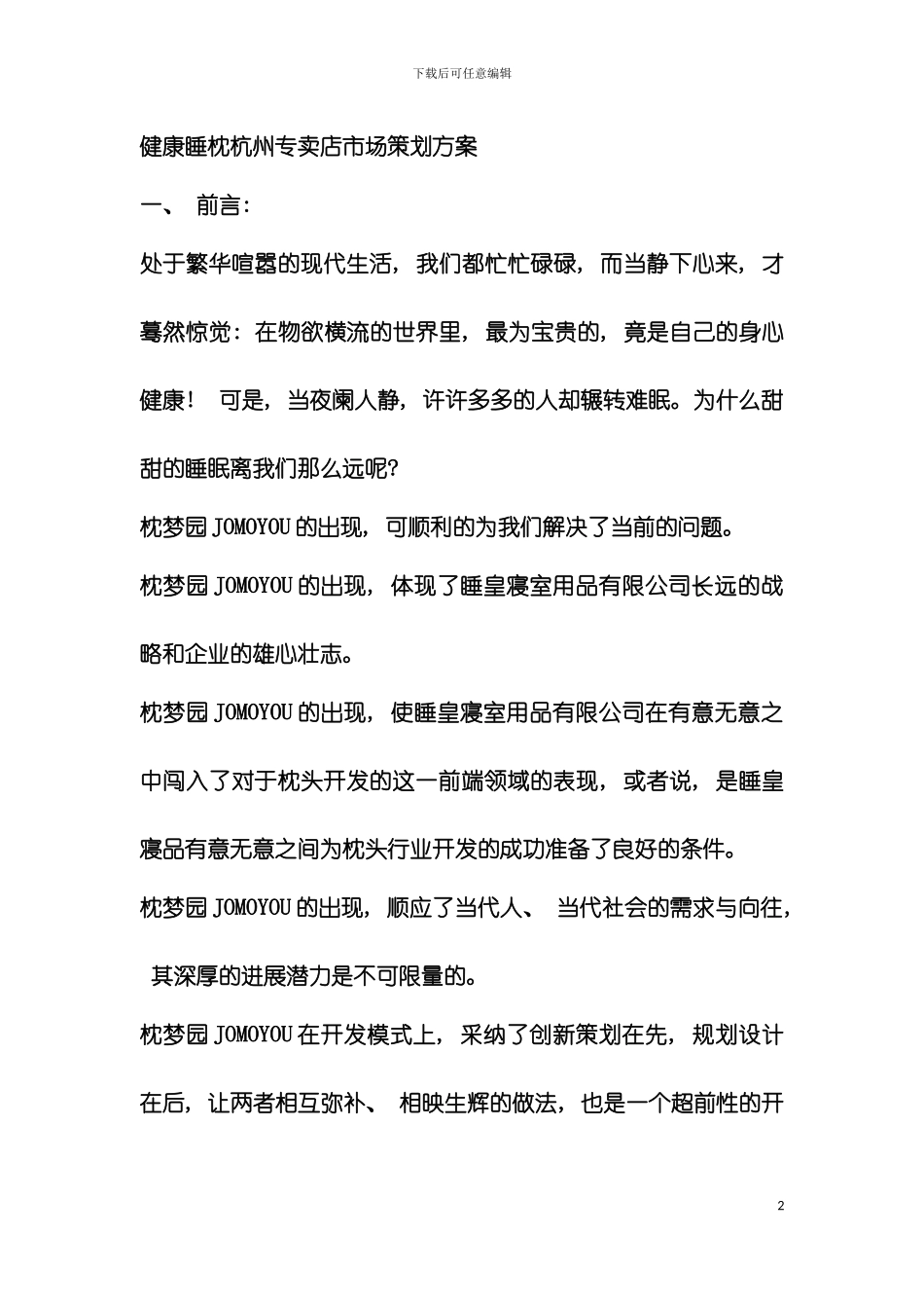 健康睡枕杭州专卖店市场策划方案模板_第2页