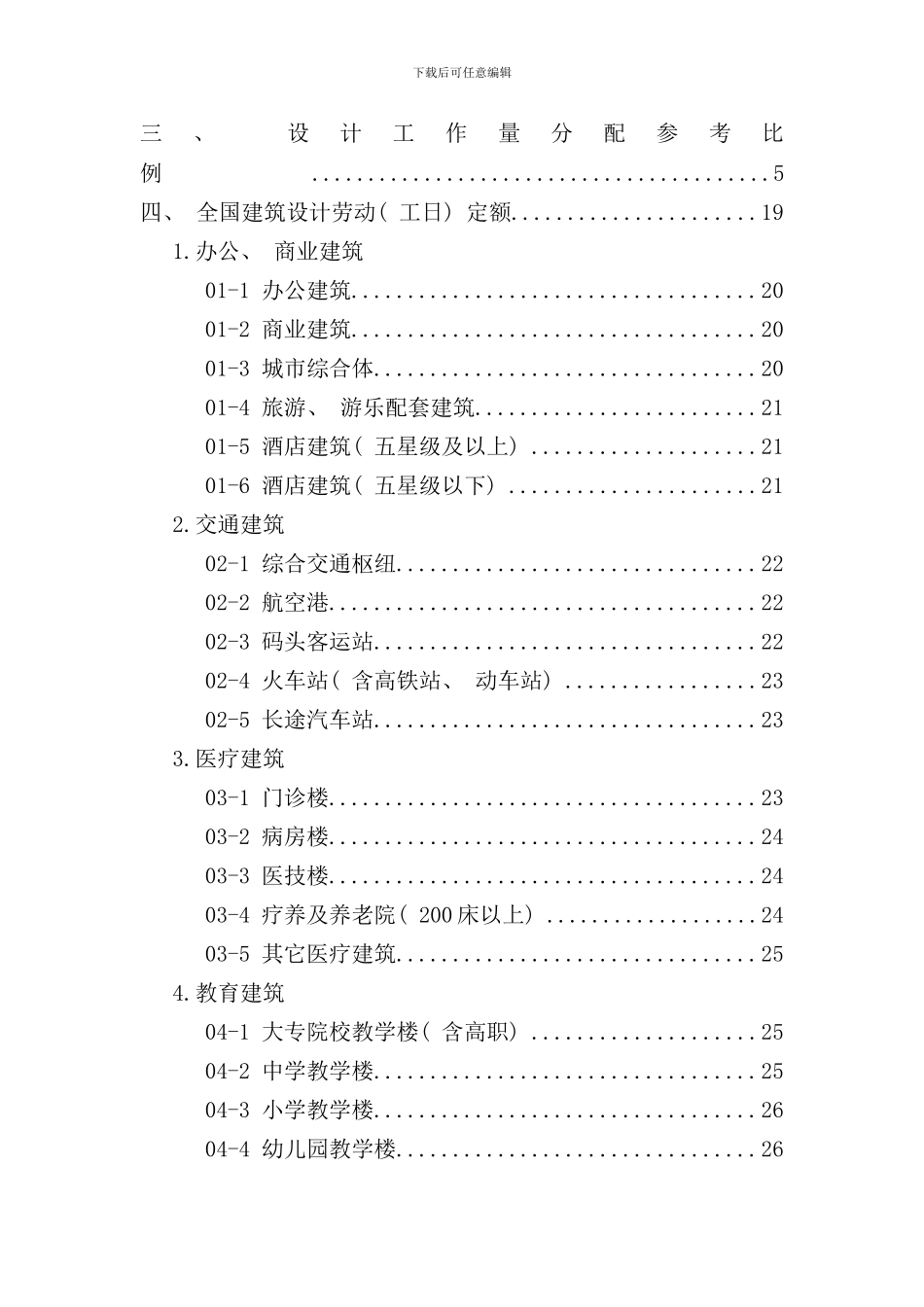 全国建筑设计劳动工日定额样本_第2页
