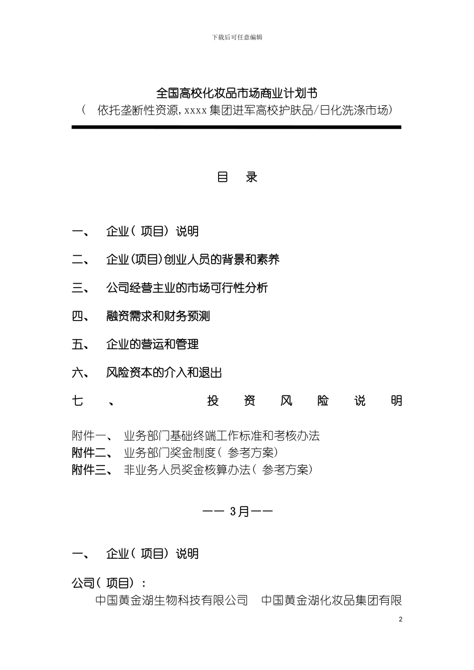 全国高校化妆品市场商业计划书模板_第2页
