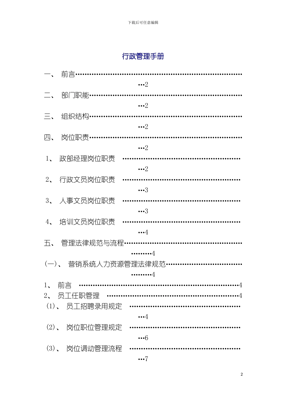 全套行政管理实用手册模板_第2页