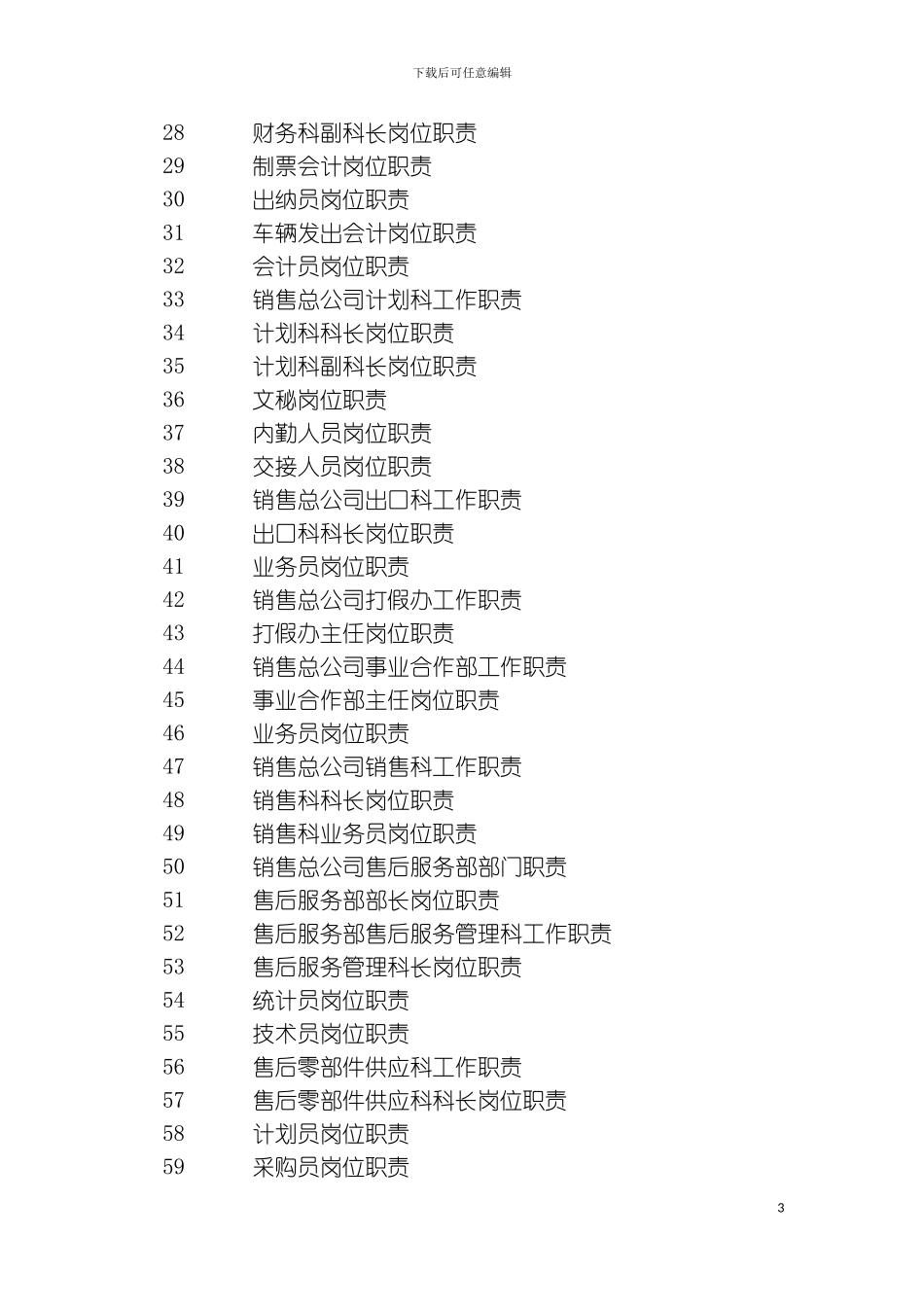 全新岗位职责大全样本_第3页