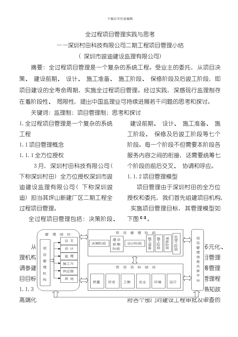 全过程项目管理实践中若干问题的思考模板_第1页