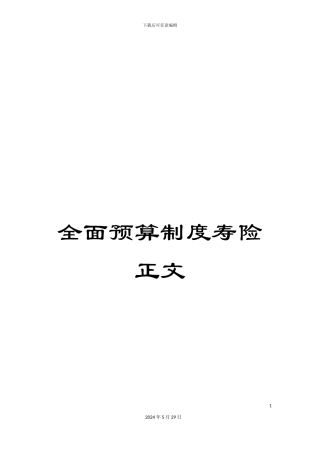 全面预算制度寿险正文