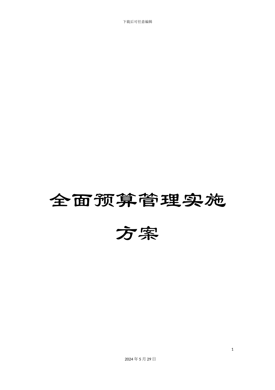全面预算管理实施方案_第1页