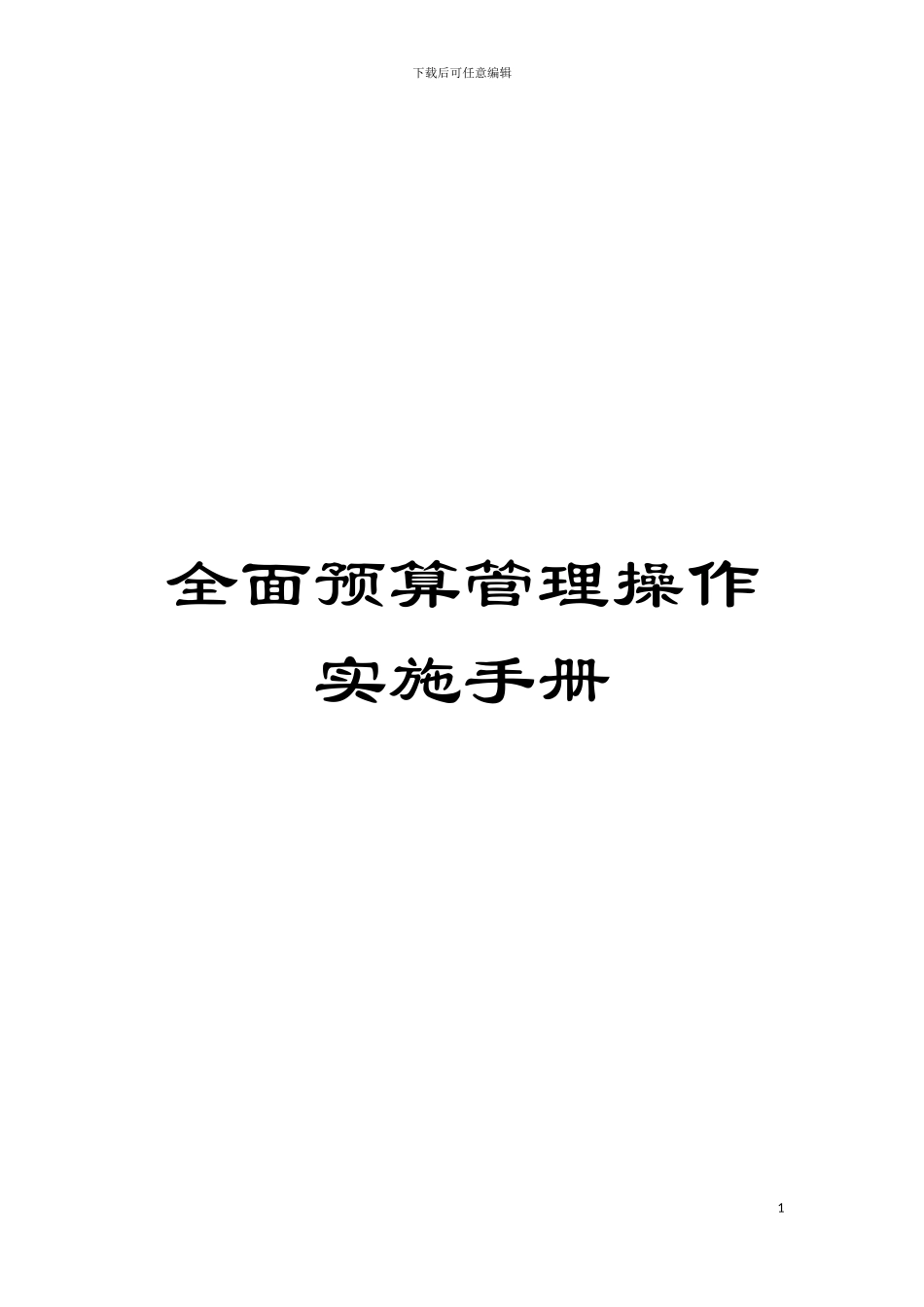全面预算管理操作实施手册模板_第1页