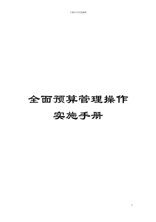 全面预算管理操作实施手册模板