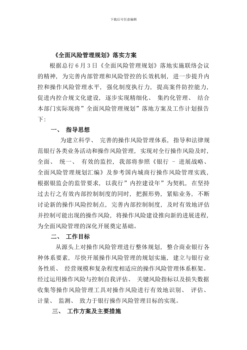 全面风险管理规划落地方案样本_第1页