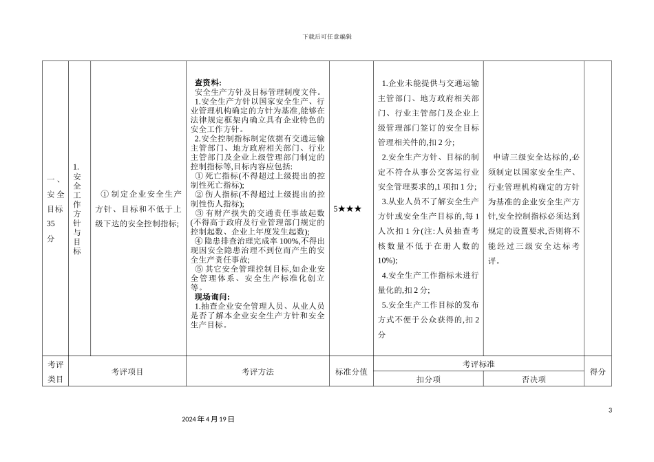 公共汽车客运企业安全生产达标考评方法考评实施细则_第3页