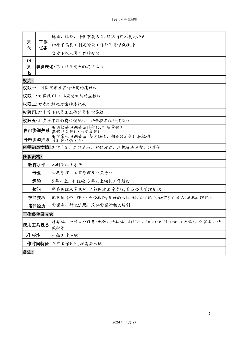 公关文化副主任岗位说明书_第3页