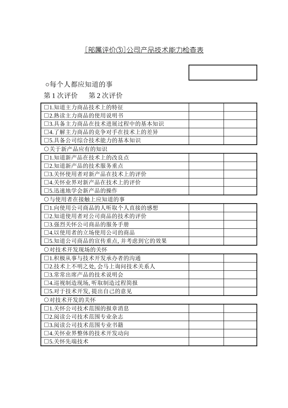 公司产品技术能力检查表模板_第2页