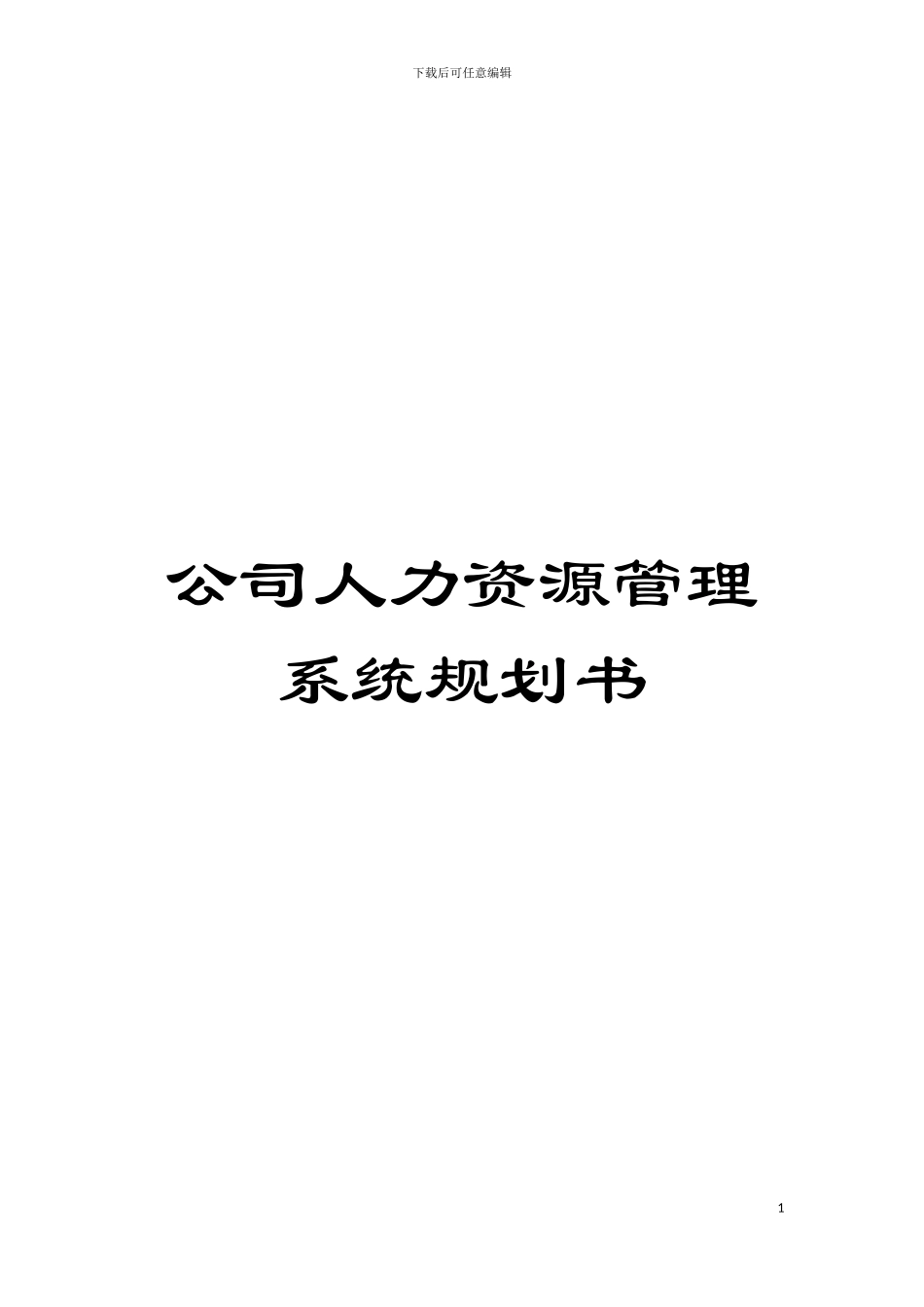 公司人力资源管理系统规划书模板_第1页