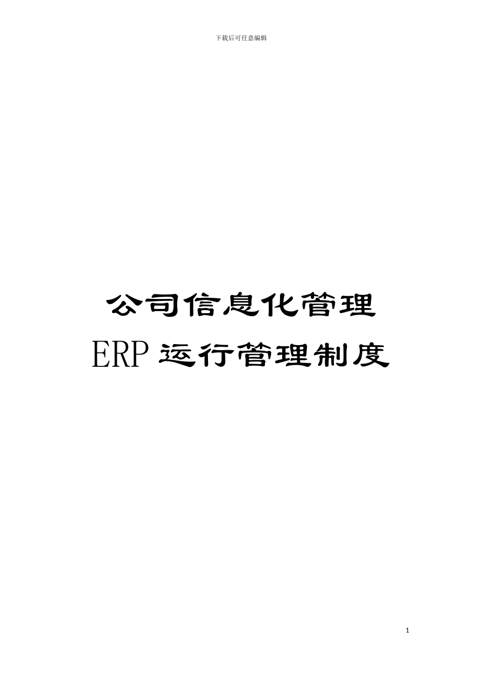 公司信息化管理ERP运行管理制度模板_第1页