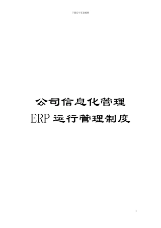 公司信息化管理ERP运行管理制度模板