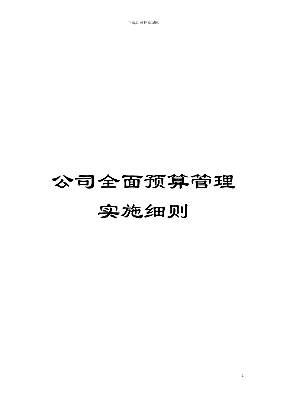 公司全面预算管理实施细则模板_第1页