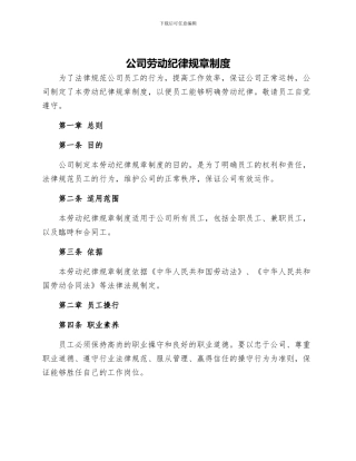 公司劳动纪律规章制度