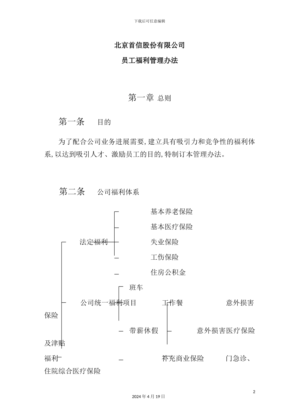 公司员工福利管理制度_第2页