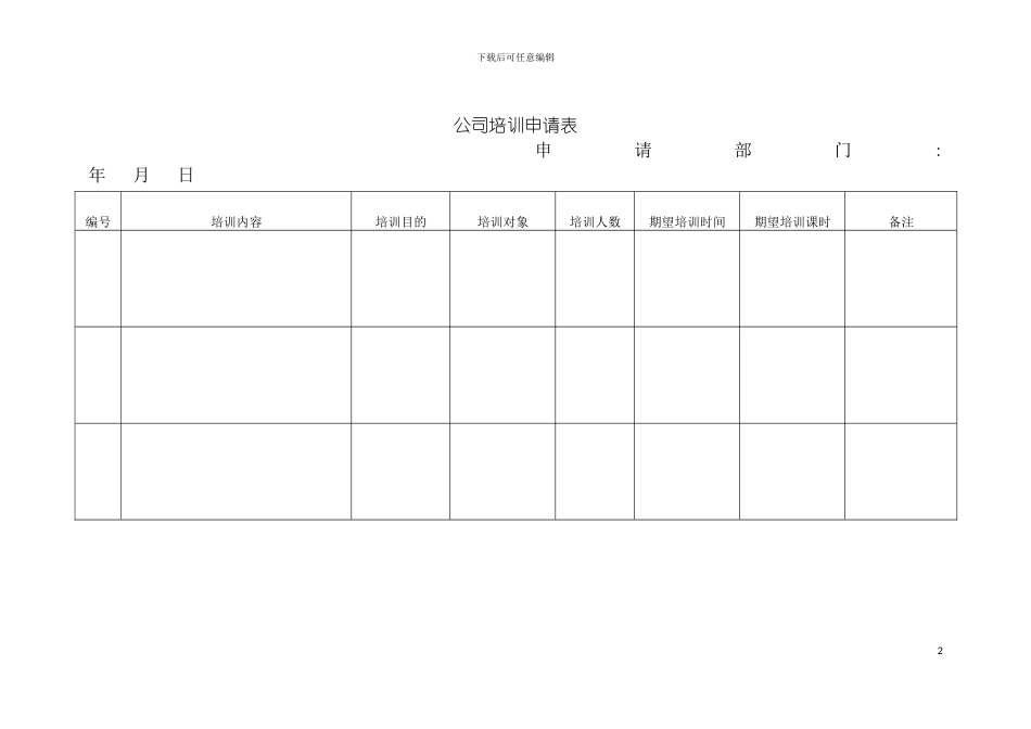 公司培训申请表模板_第2页