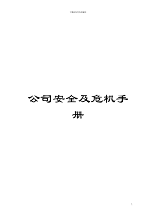 公司安全及危机手册模板