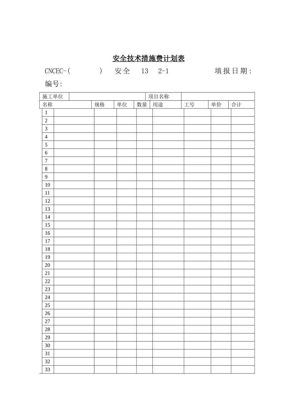 公司安全技术措施费计划表_第2页