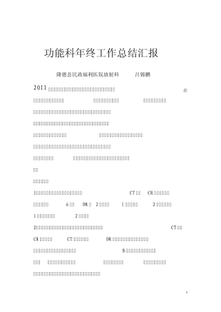 功能科年终工作总结汇报
