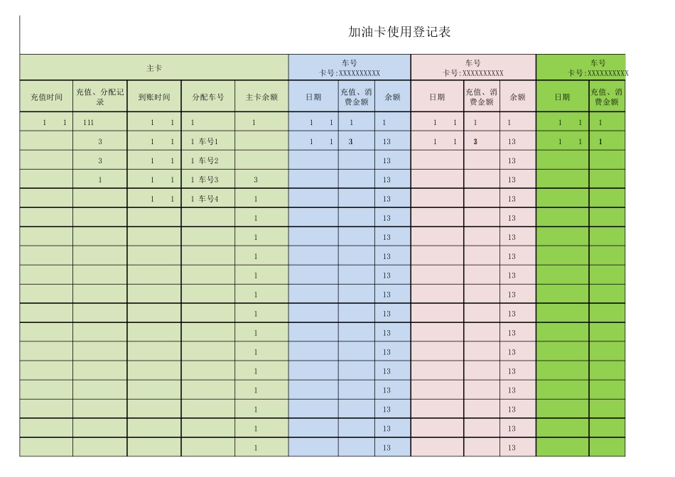 加油卡使用登记表_第1页