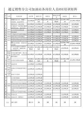 加油站培训矩阵20131
