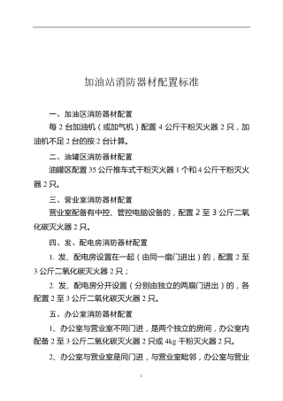 加油站消防器材配置标准