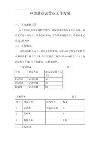 加油站试营业工作方案