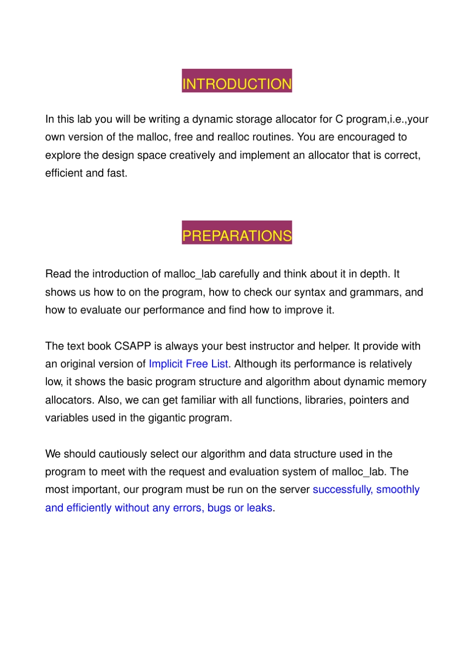 动态内存分配实验报告MallocLab_第2页