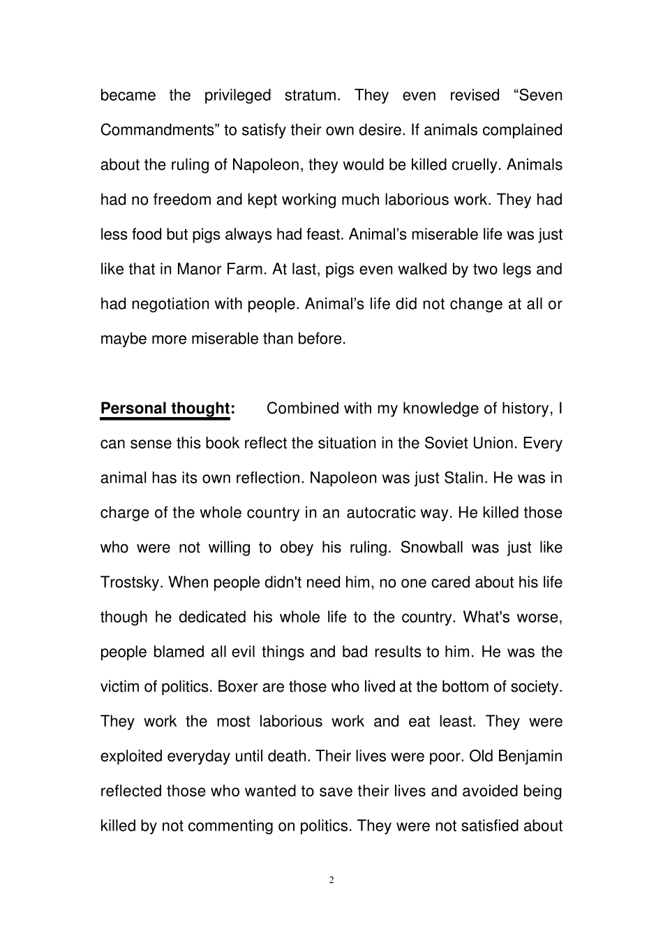 动物农场的英文读书报告animalfarm_第2页