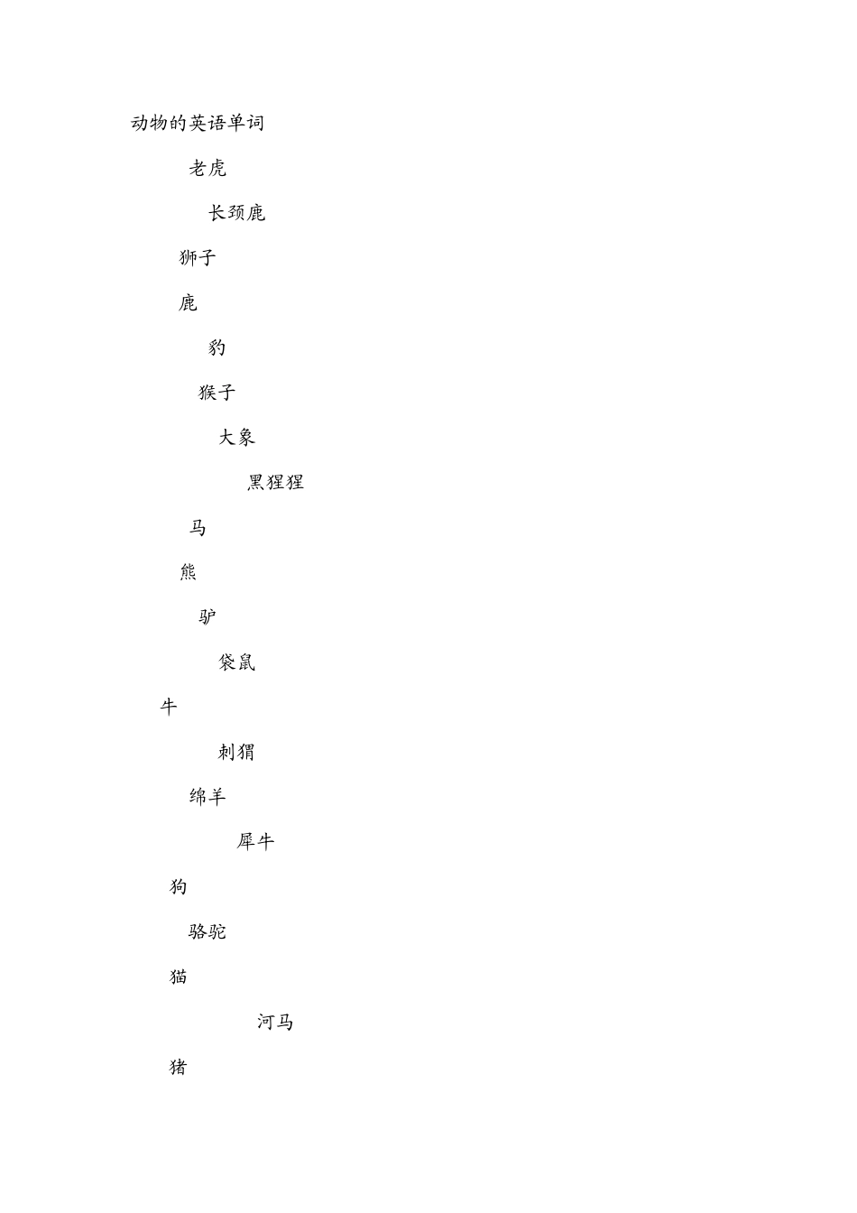 动物的英语单词_第1页