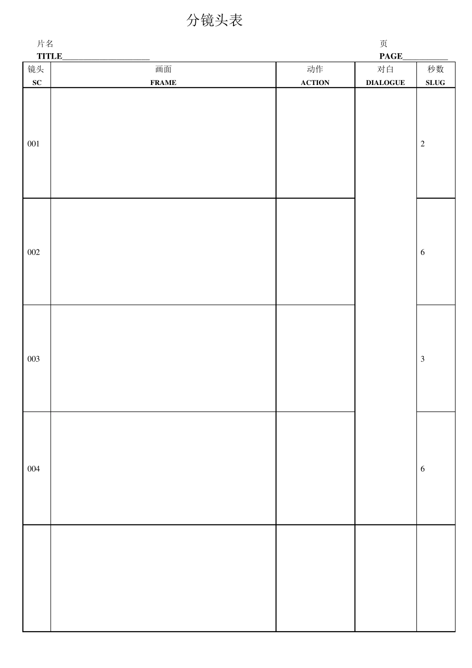 动画分镜头表16：9(可编辑)_第2页