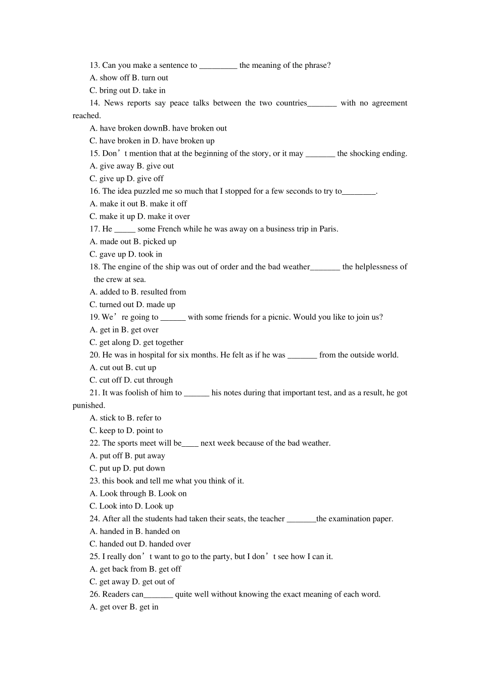 动词短语练习题十四_第2页