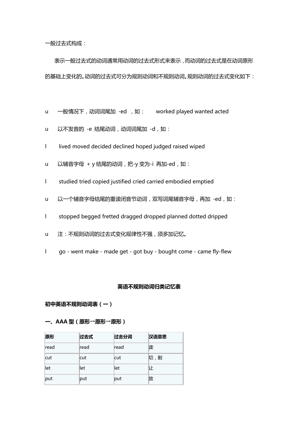 动词过去式变化规则_第1页
