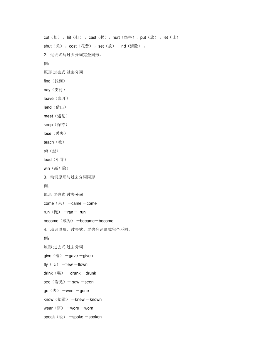 动词过去式和过去分词的变化规则(语法小知识)_第3页