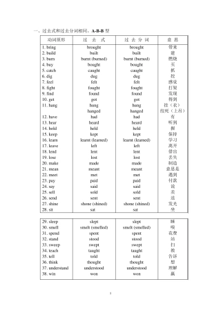 动词过去式过去分词的不规则变化