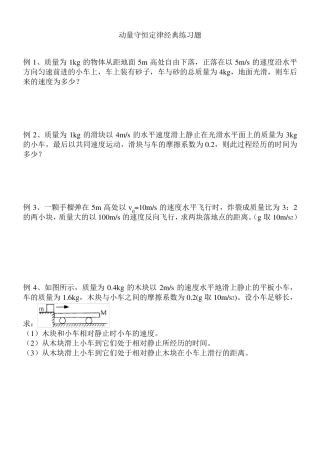 动量守恒定律经典习题很经典