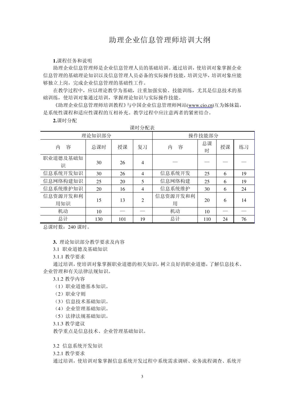 助理企业信息管理师培训大纲_第3页