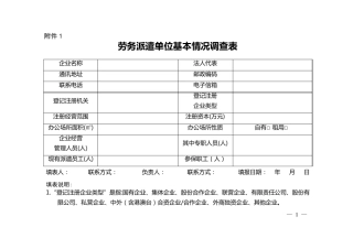 劳务派遣单位基本情况表