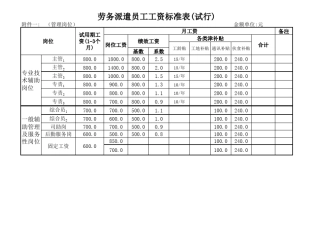劳务派遣员工工资标准1