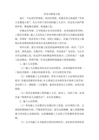 劳动力配备方案