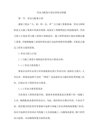 劳动力配备计划及其保证措施