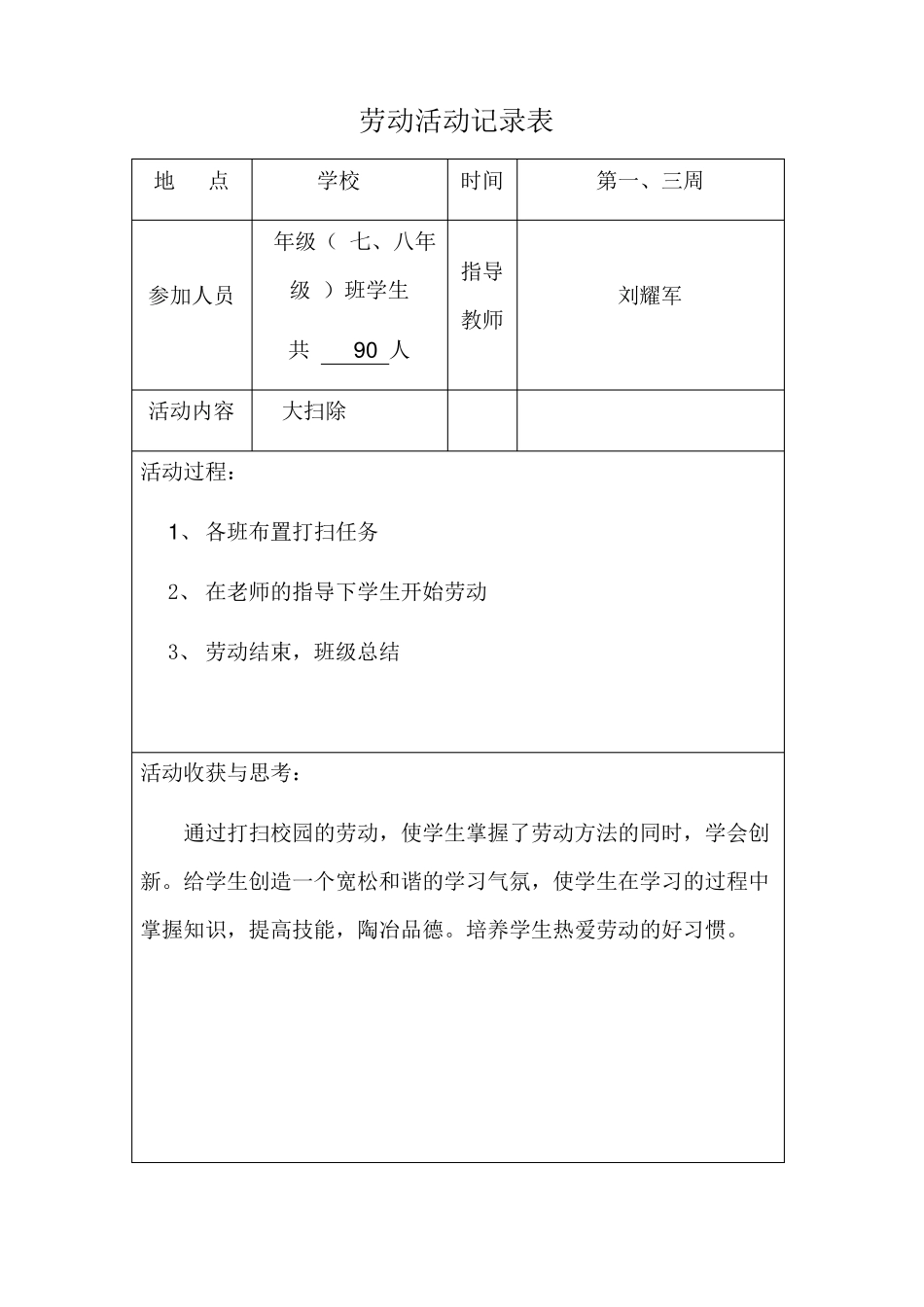 劳动实践活动记录表上下期_第1页