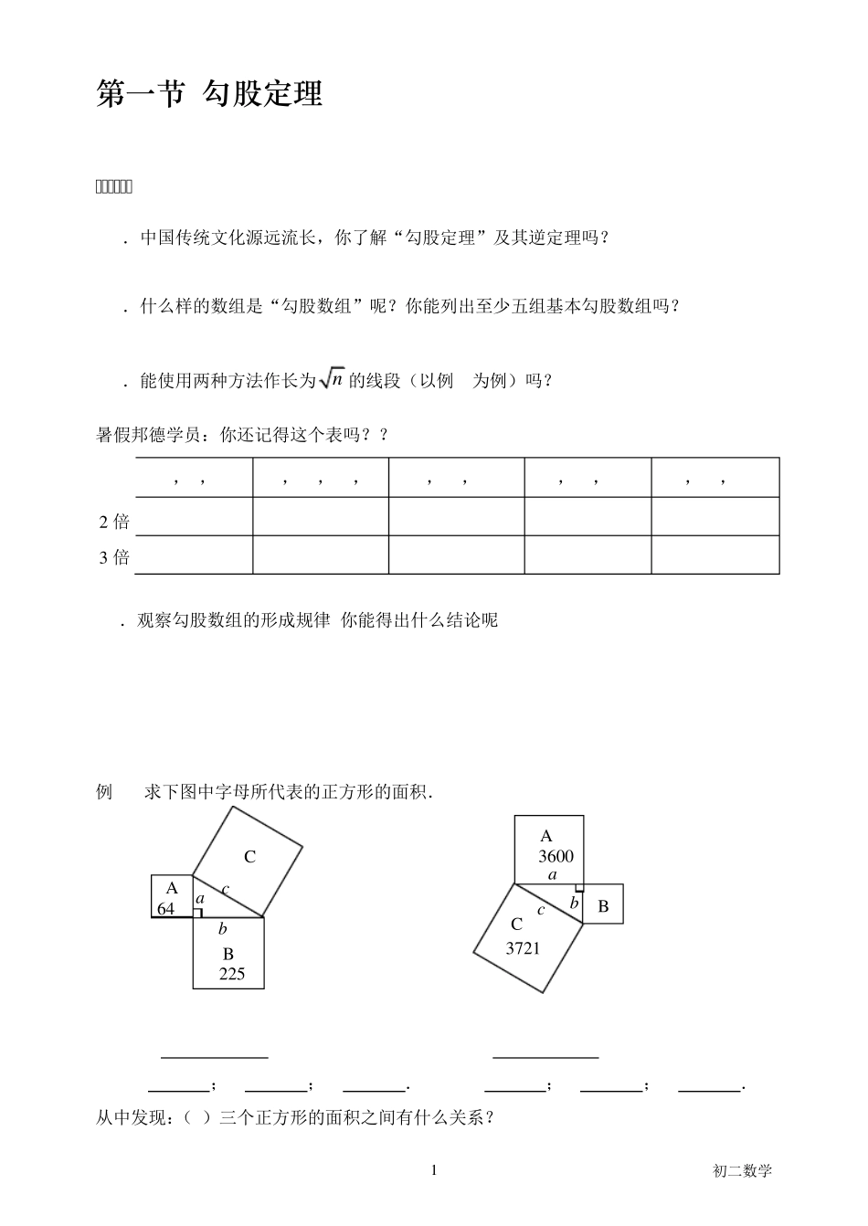 勾股定理及特殊的直角三角形_第1页