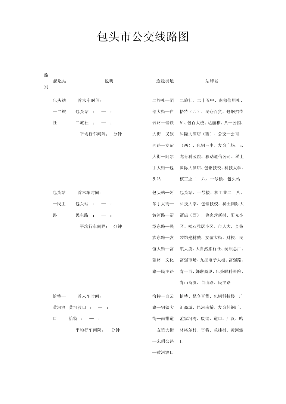 包头市公交线路图_第1页