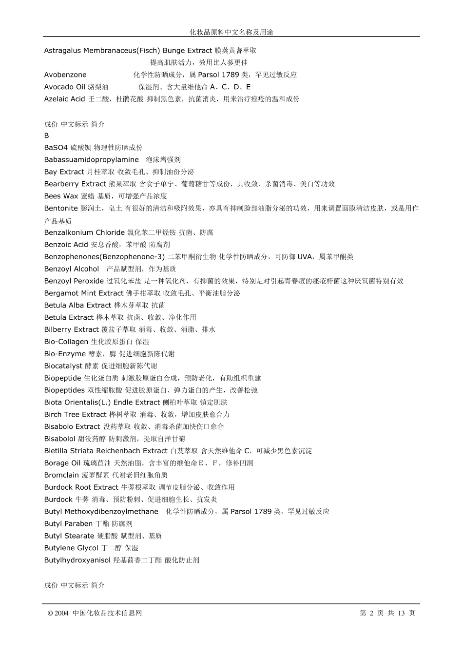 化妆品中文名称原料及用途_第2页
