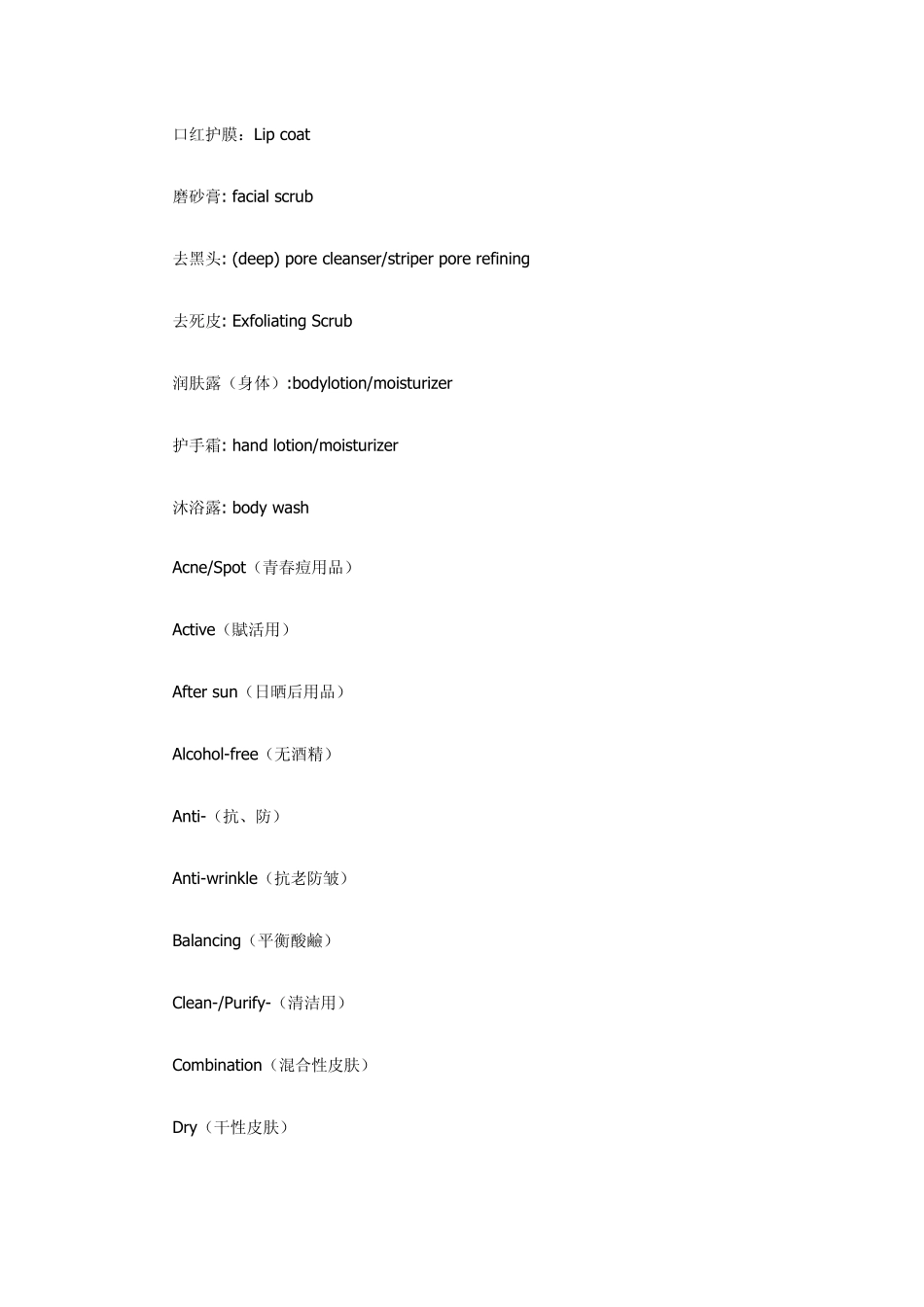 化妆品的英语说法_第2页