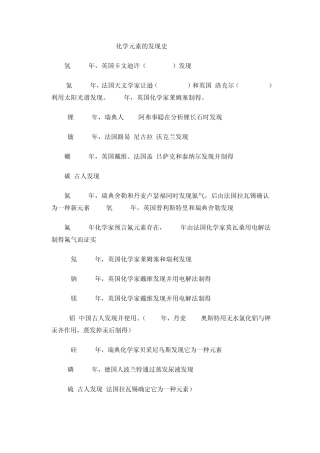 化学元素发现历史